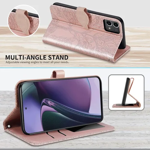 Miniatura 2 de Funda tipo cartera con tapa para Motorola Moto G Stylus 5G 2023, piel sintética, oro rosa, tarjetero y cierre magnético, función atril