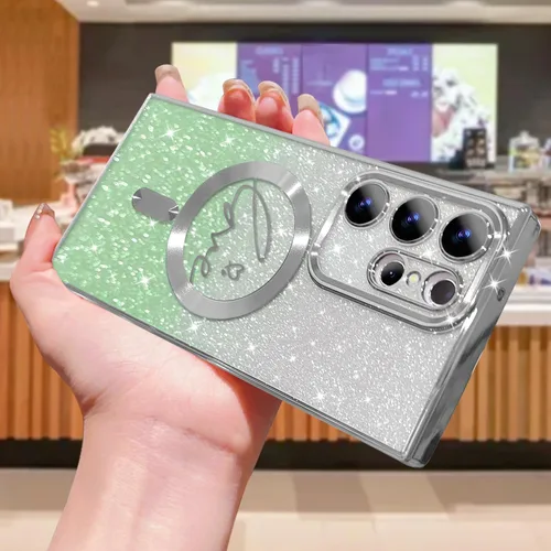 Miniatura 182 de ZONRW - Funda para Samsung Galaxy S22 Ultra magnética, para mujeres y niñas, cubierta trasera suave, lujosa, con corazón de amor, bling, degradado