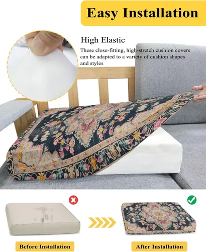 Miniatura 5 de Fundas de cojín elásticas multicolor para sofá, seccional, individual, en forma de T, funda para muebles con parte inferior elástica, estampado