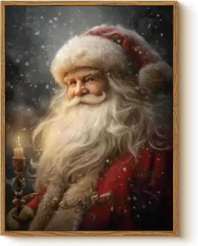 Miniatura 13 de Arte de pared con trineo, árbol navideño y cajas de regalo, 12 x 16 pulgadas, lienzo enmarcado de Navidad, cuadro rústico festivo, obra de arte