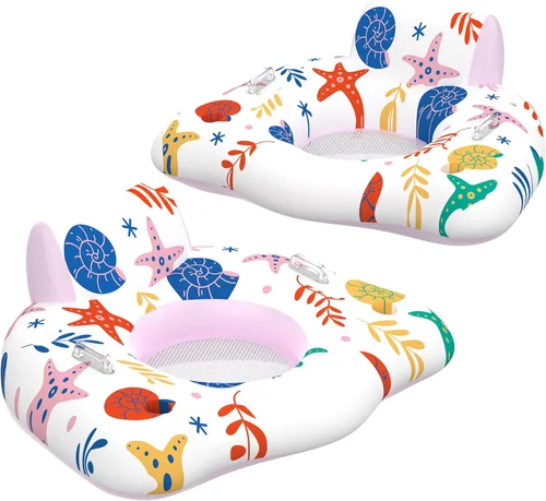 Miniatura 12 de CACSPS Flotadores inflables de piscina para adultos, sillas flotantes con portavasos, flotadores de piscina resistentes para diversión acuática