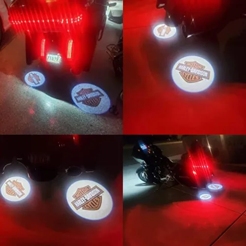 Miniatura 3 de 2 luces LED para puerta de proyector láser de sombra de motocicleta, luz con logotipo de Harley, ajuste universal V-Twin Cruiser, todos los modelos