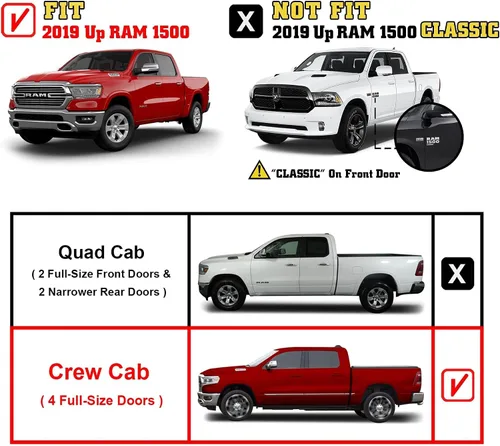 Miniatura 4 de TAC - Estribos laterales de 3 pulgadas para RAM 1500 Crew Cab 2019-2026 (excluye RAM 1500 Classic 2019-2024) Accesorios de recogida de camiones
