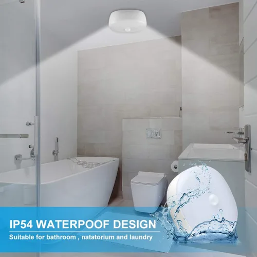 Miniatura 4 de Luz de techo LED con batería inalámbrica con sensor de movimiento, 300 lúmenes, 5 W, para interiores y exteriores, armario, despensa, escalera