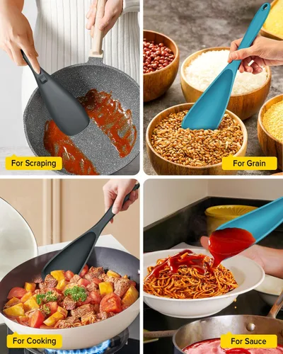 Miniatura 5 de Paquete de 2 cucharas de cocina para utensilios de cocina antiadherentes, cuchara espátula multifuncional libre de BPA, diseño de una sola pieza