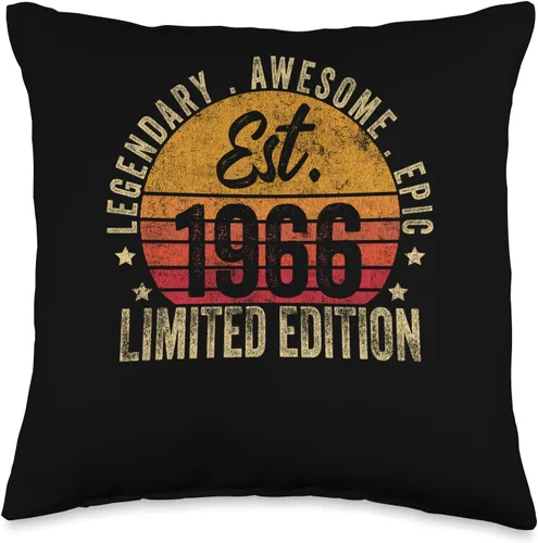 57th Birthday Vintage 57 Year Old Est 1966 Limited Edition Throw Pillow