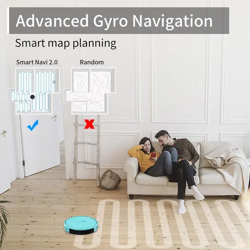 Miniatura 9 de TECBOT S1 Robot aspirador delgado de 120 minutos de tiempo de funcionamiento, robot 2 en 1 para barrer o trapear autocarga WiFi, aplicación y Azul