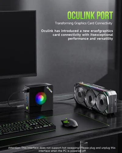 Miniatura 8 de GMKtec PC para juegos, K11 AMD Ryzen 9 8945HS (8C/16T, hasta 5.2 GHz), 32 GB DDR5 RAM 1 TB Mini PC computadora de escritorio, Oculink, Dual NIC