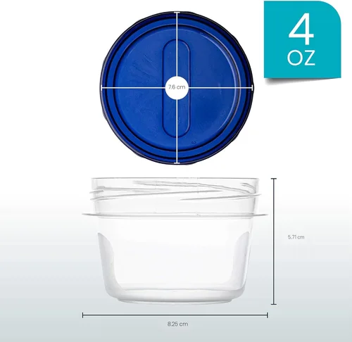 Miniatura 3 de PLASTICPRO Recipientes de delicatessen con parte inferior transparente con tapa azul en la parte superior giratoria, reutilizable, apilable