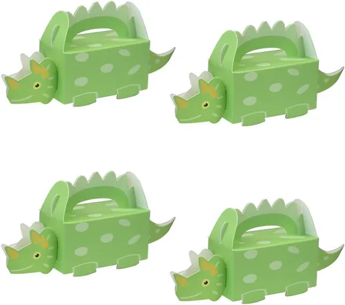 50 cajas de regalo de dinosaurio verde para niños, decoración de baby shower, bolsa de golosinas de papel, caja de dulces para primer cumpleaños,