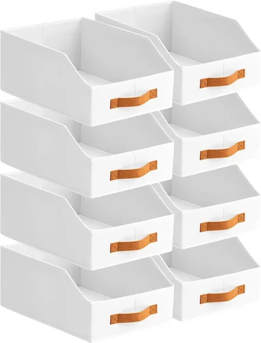 Miniatura 21 de Homsorout Contenedores de almacenamiento de tela para organizar, paquete de 6 cajas de almacenamiento grandes trapezoidales plegables con asa