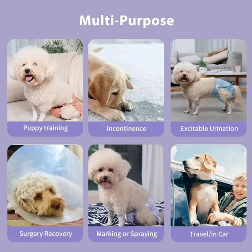 Miniatura 5 de Vecomfy - Pañales reutilizables para perras pequeñas, (paquete de 4) pañales absorbentes fáciles para cachorros, para orinar, en calor, bragas
