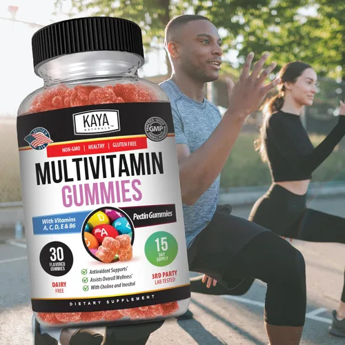 Miniatura 7 de Kaya Naturals Gomitas multivitamínicas para adultos, biotina, vitamina A, B-12, C y E, incluyendo zinc, ácido fólico, sabor a fresa - Multivitaminas