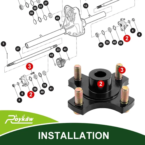 Miniatura 6 de Roykaw Placa de brida del cubo de la rueda trasera del carrito de golf para modelos eléctricos y gaseosos EZGO RXV 2008 en adelante, reemplaza al