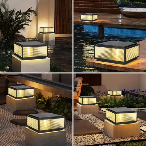 Miniatura 6 de SLAWA Tapas de poste al aire libre Luces de poste de aluminio fundido Accesorio de iluminación de linterna de poste exterior con base E26 Tapas