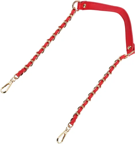 Miniatura 15 de Uxcell Correa de cadena plana de hierro de cuero de 39 pulgadas para bolso de mano, mango de reemplazo de hombro, negro con cadena dorada