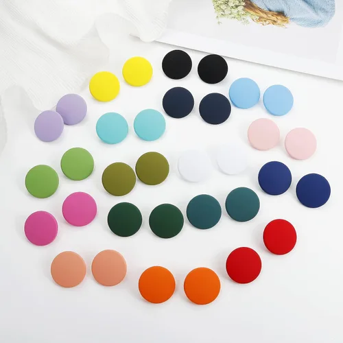 Miniatura 4 de Aretes de botón, aretes redondos grandes de acrílico para mujeres y niñas