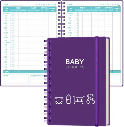 Libro diario de registro para bebés, seguimiento A5 para recién nacidos, 150 páginas fáciles de llenar para rastrear y monitorear el horario de tu