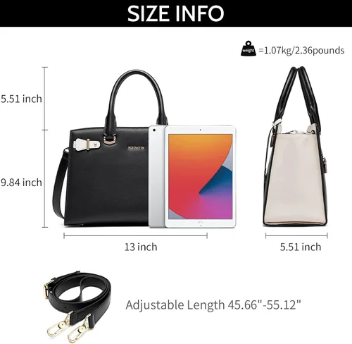 Miniatura 6 de BOSTANTEN Bolso de cuero para mujer, bolso de diseñador con asa superior, bolso cruzado, Bolsas colgantes de cuero para mujer