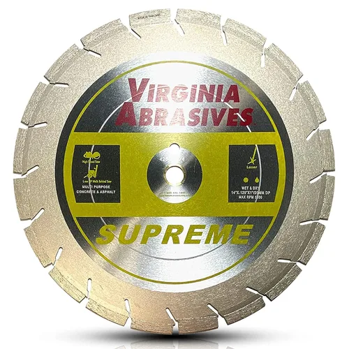 Miniatura 22 de Virginia Abrasives 425-08408 - Hoja de diamante de hormigón de uso general UV de 9 pulgadas - Cortador húmedo y seco para hormigón/asfalto