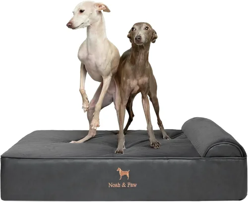 Miniatura 31 de NOAH & PAW Cama para perro, 28x23x7.5 pulgadas, camas ortopédicas para perros de tamaño mediano, espuma viscoelástica tipo cáscara de huevo Cuero