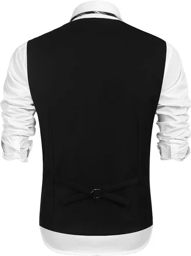 Miniatura 5 de COOFANDY Chaleco de traje para hombre, chaleco de vestir formal, chaleco ajustado para boda