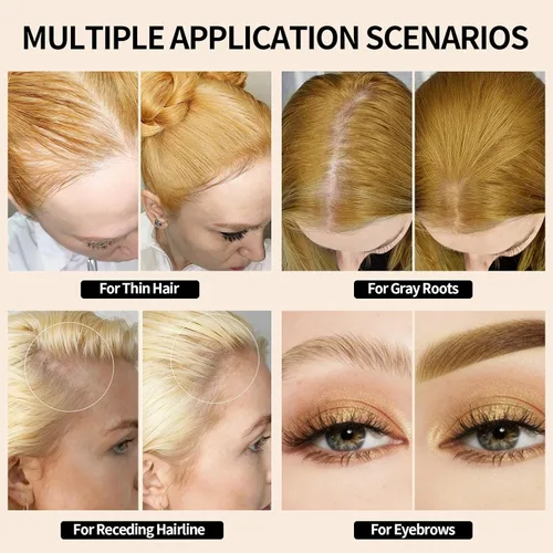 Miniatura 6 de Polvo de cobertura de raíces en polvo para mujeres, tinte de cabello para retoque de raíces para puntos calvos, cejas, línea de barba, fibras