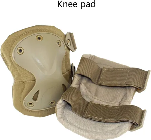 Miniatura 7 de Almohadillas Protectoras Tácticas de Combate para Rodilla y Codo para Juegos de Paintball CS al Aire Libre, Ciclismo, Seguridad, Equipo de Canela