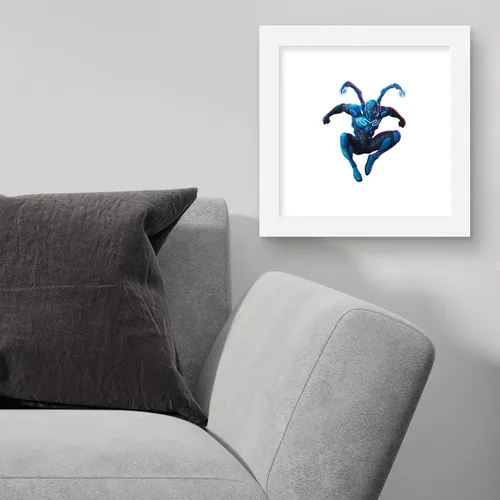 Miniatura 3 de Trends International Gallery Pops DC Comics Blue Beetle - Póster de pared de escarabajo volador, 12 x 12 pulgadas, versión de marco blanco