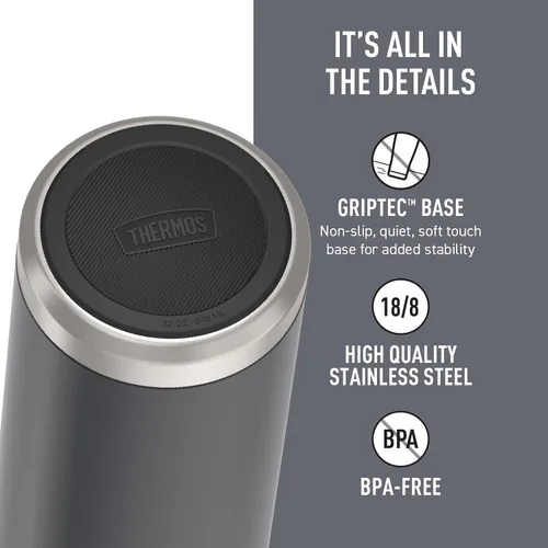 Miniatura 4 de THERMOS ICON SERIES - Botella de agua de acero inoxidable con tapa superior de rosca, 32 onzas, granito, botella de agua aislada con tapa Granite