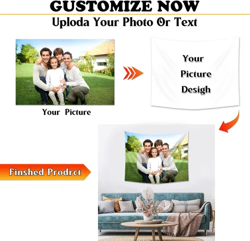 Miniatura 3 de GYETPONG Imagen de carga de tapiz personalizado, regalo personalizado, para añadir tu foto, logotipo, texto, tapiz personalizado, tapiz para colgar