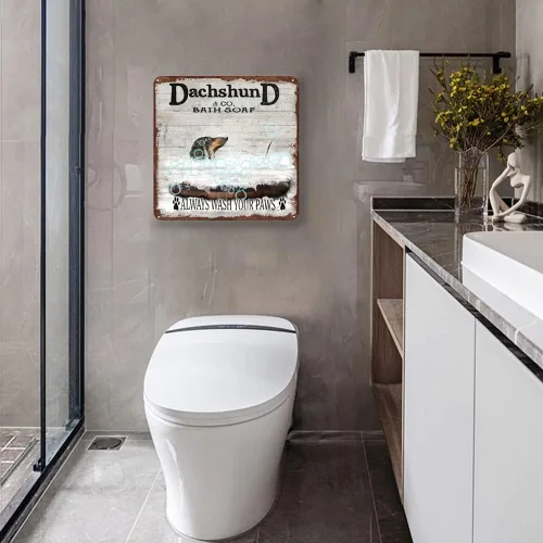 Miniatura 3 de Dachshund & Co. Póster de jabón de baño, letrero de metal Wash Your Paws, póster de perro salchicha, regalo para amante de los perros, impresión