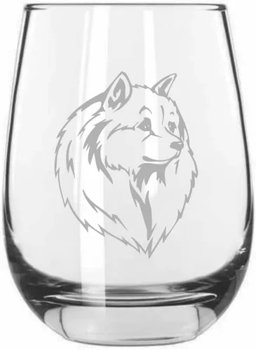 Miniatura 330 de Sakhalin Husky Dog - Copa de vino grabada personalizada de 15.25 onzas sin tallo