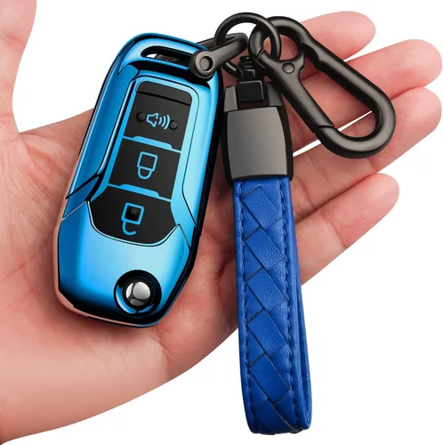 para Ford Funda para Llavero con Llavero de Protección Completa Suave Funda para Llavero Compatible con Ford F150 F250 F350 F450 F550 Explorer Azul