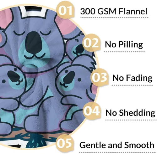 Miniatura 4 de Manta Koala para los amantes del koala, tamaño de cuna de 40 x 50 pulgadas, manta suave y acogedora para regalo, manta negra de dibujos animados