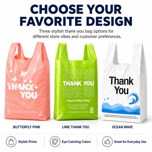 Miniatura 8 de YoYoRain Bolsas de agradecimiento rosadas, 1000 bolsas para camisetas, bolsas para llevar, bolsas de comestibles, reutilizables y desechables, Rosado