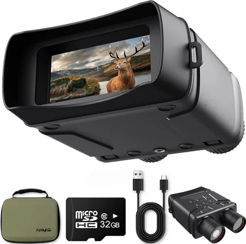 Miniatura 2 de AirMyFun Gafas de visión nocturna para adultos, prismáticos de visión nocturna infrarroja 4K con batería recargable y tarjeta de memoria de 32 GB