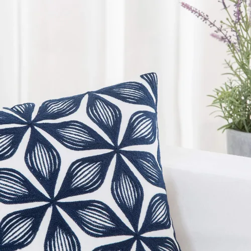 Miniatura 176 de HWY 50 Fundas de almohada decorativas azul marino de 18x18 pulgadas (1 pieza), funda de cojín bordada de algodón para granja, funda de almohada