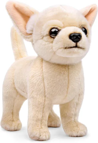 Tiny Heart Lindo animal de peluche de Chihuahua, juguete de peluche de perro de 10 pulgadas, súper suave, realista, decoración del hogar, regalos