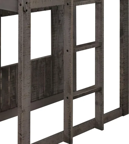 Miniatura 9 de Literas individuales para niños pequeños, literas de madera con ventana de techo, escalera de barandilla, para niñas y niños, no requiere caja
