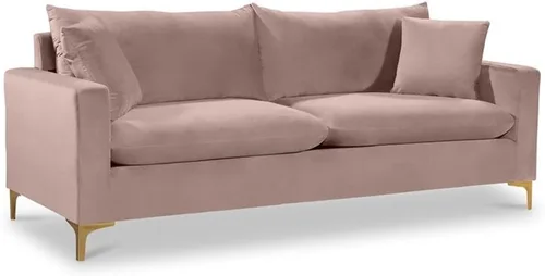 Miniatura 7 de Meridian Furniture 633Cognac-S Colección Naomi Modern Sofá tapizado de terciopelo contemporáneo con acolchado de canal profundo y patas de acero