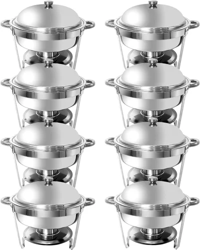 Plato para bufé, servidores redondos de 6 cuartos de galón y calentadores de alimentos, servidores de rozaduras de acero inoxidable para fiestas,