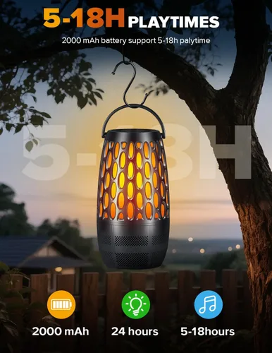 Miniatura 6 de Altavoces para exteriores mejorados con llama y luces RGB, estéreo HD de 10 W, emparejamiento automático Bluetooth 5.3, multisincronización de más