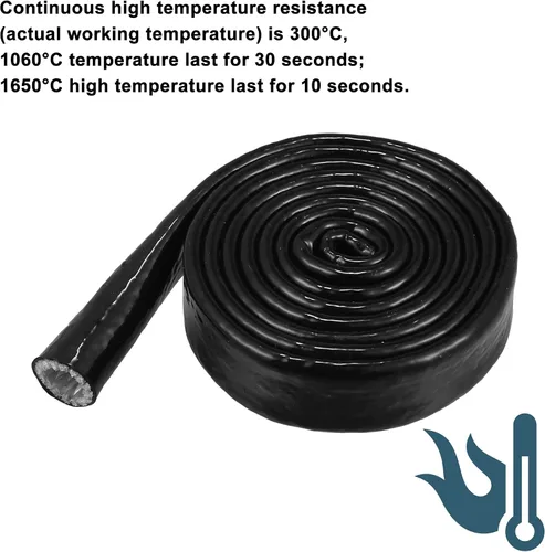Miniatura 6 de X AUTOHAUX Cinta de fibra de vidrio recubierta de silicona con funda de fuego de 5/8 pulgadas de identificación x 5 pies para líneas de manguera