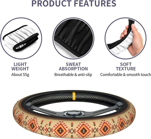 Miniatura 5 de Funda para volante para mujeres y hombres, estilo étnico, geométrico, nativo americano, tribal, del suroeste, protector de volante de neopreno