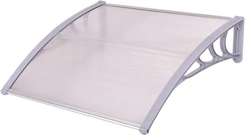 Tangkula Toldo de ventana de 40 x 40 pulgadas, moderno toldo de policarbonato para puerta delantera, cubierta de puerta de ventana para lluvia, Gris