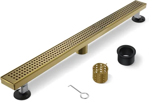Miniatura 23 de Drenaje de ducha dorado de 4 pulgadas, moderno drenaje de ducha cuadrado de acero inoxidable 304 para baño, drenaje de suelo de ducha dorado