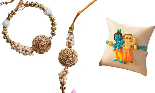 Juego de regalo de Rakhi para hermano y bhabhi Incluye hermoso rakhi para Bhai y Lumba Rakhi para Bhabhi, Roli Chawal, imán y chocolate Envía