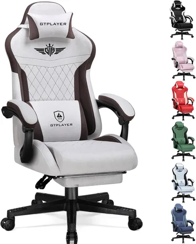Miniatura 12 de GTPLAYER Silla de juegos con reposapiés, silla de juegos grande y alta, silla de oficina de computadora con soporte lumbar para adultos, silla