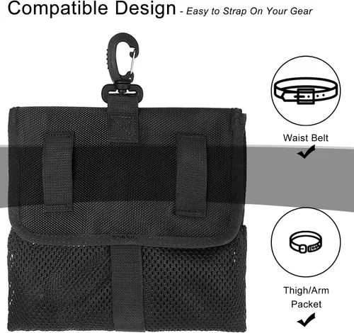 Miniatura 4 de Luwint Bolsa de malla de buceo Bolsa de malla larga Bolsa de almacenamiento multipropósito con clip de anillo D para deportes acuáticos Buceo Pesca